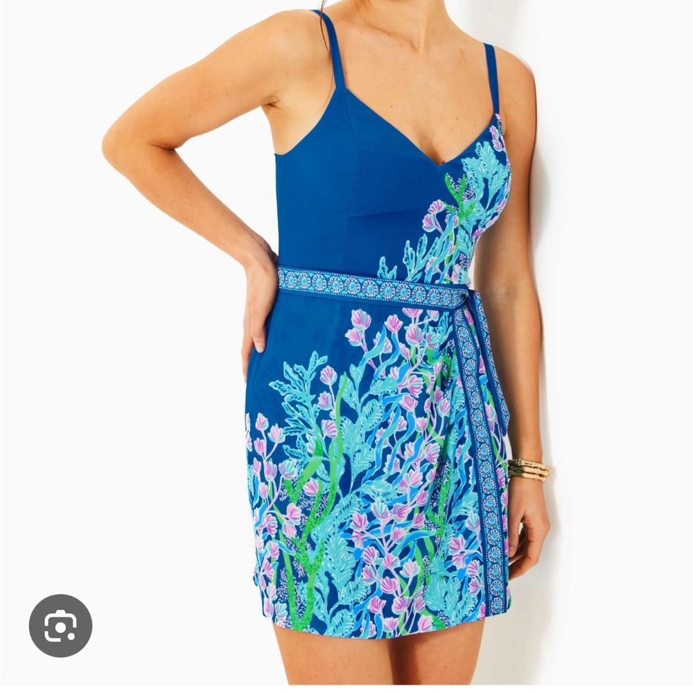 Nettie Skirted Romper - Barton Blue Seacret Escape Engineered Romper